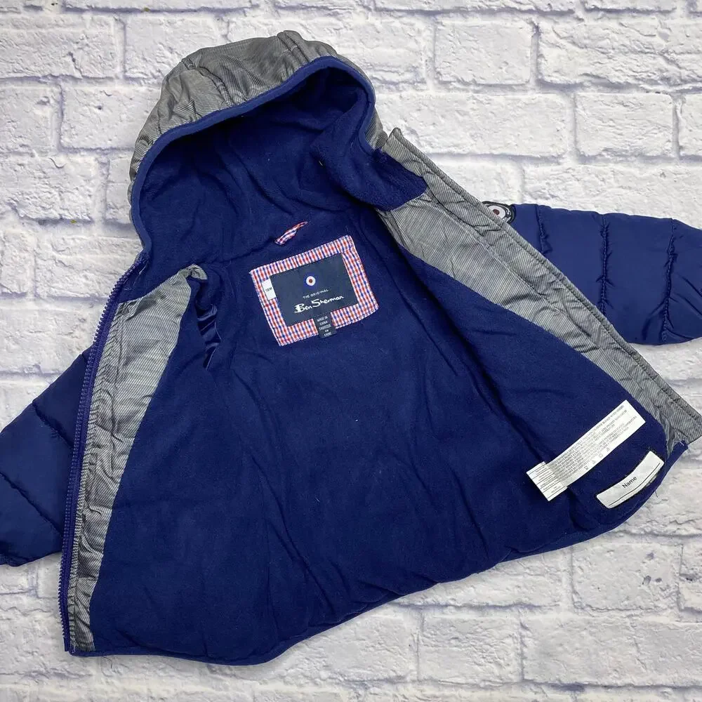 Ben Sherman Puffer Winter Jacket in Navy/Gray